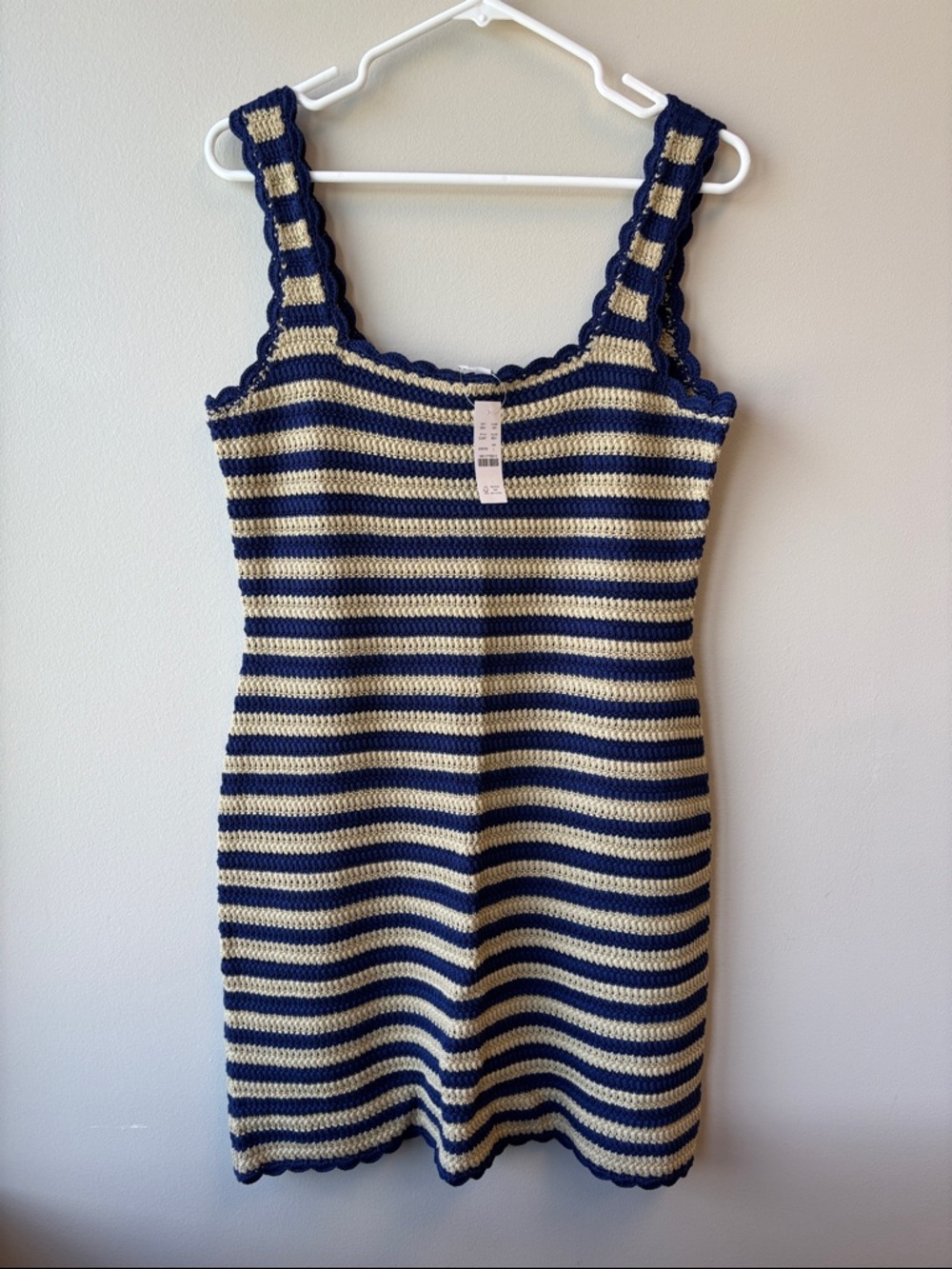 J. Crew Navy and Cream Striped Crochet dress